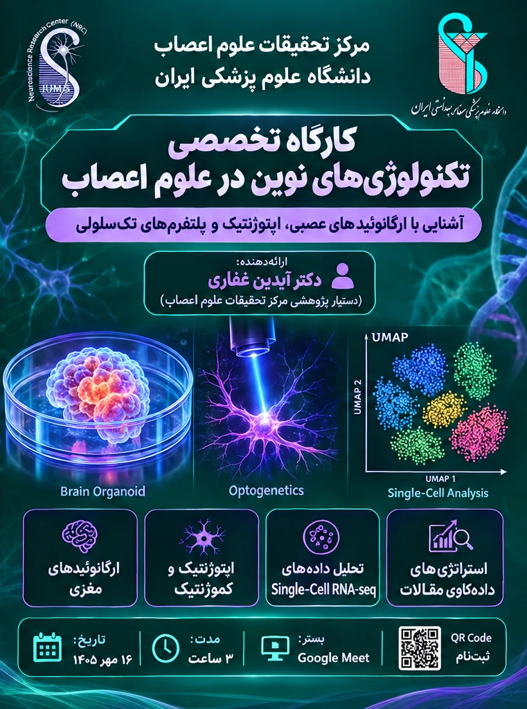 فراخوان شرکت در کارگاه تخصصی تکنولوژی‌های نوین در پژوهش‌های مغز و اعصاب در مرکز تحقیقات علوم اعصاب